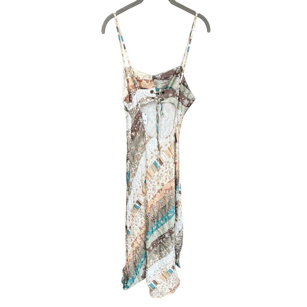 Free People Fiona Maxi Dress Floral Patchwork Boho Slip Dress, NEW - Picture 7 of 9